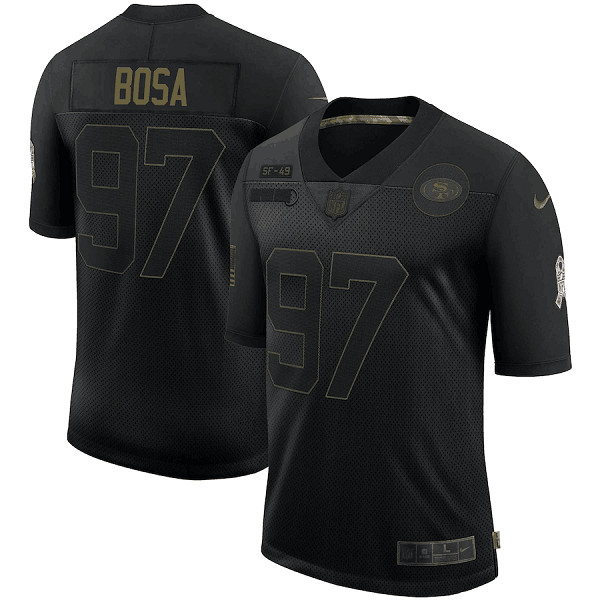 Men's San Francisco 49ers #97 Nick Bosa 2020 Black Salute To Service Limited Stitched NFL Jersey - Click Image to Close